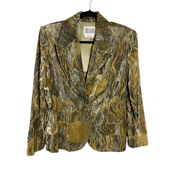 bill blass Jackets & Blazers - BILL BLASS 1997 Collection Handpainted Velvet Blazer Olive Green Jacket Designer